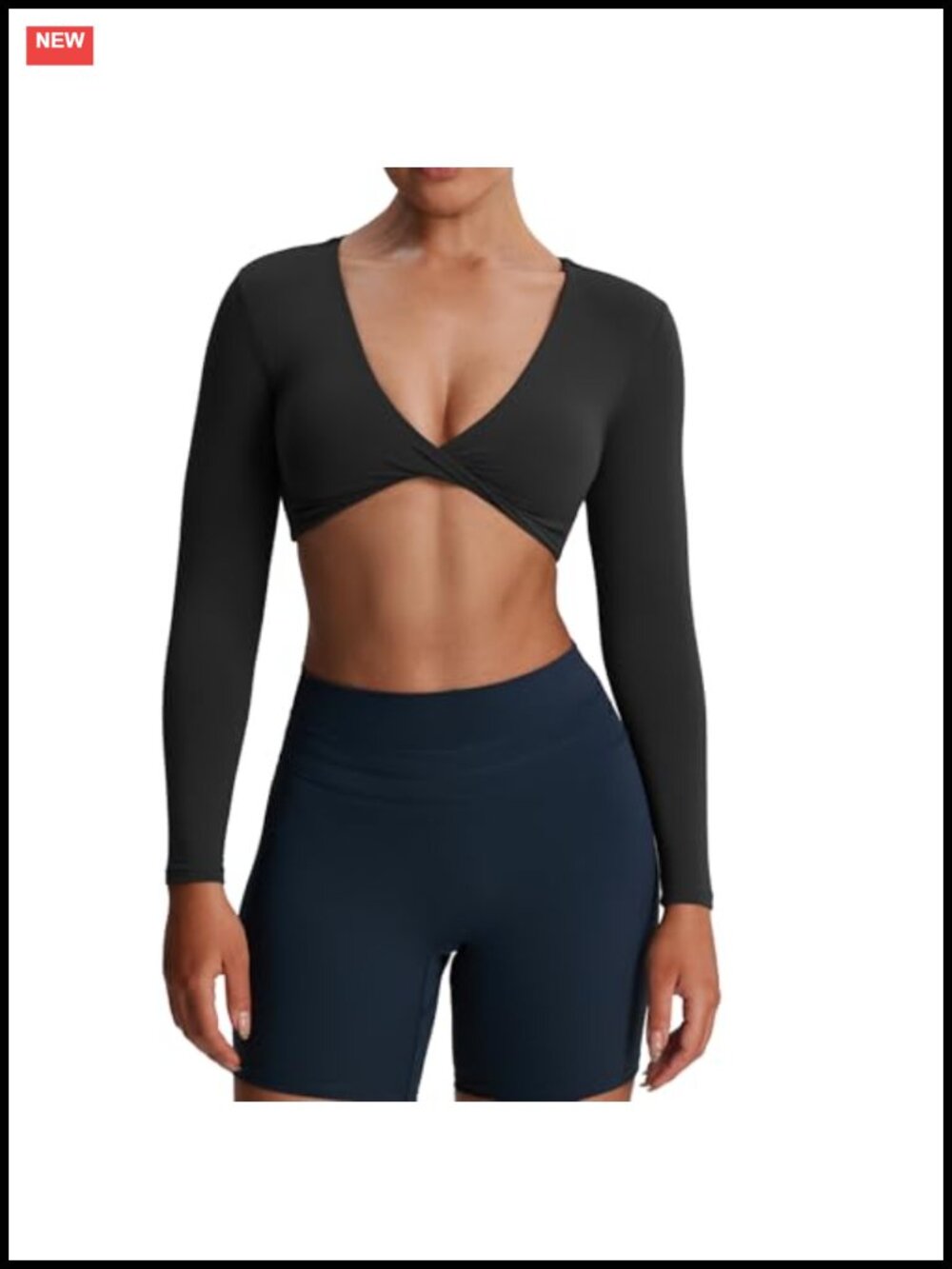 Aoxjox Metamorph Sienna Long Sleeve Crop Top Nylon Spandex Yoga Gym Shirt